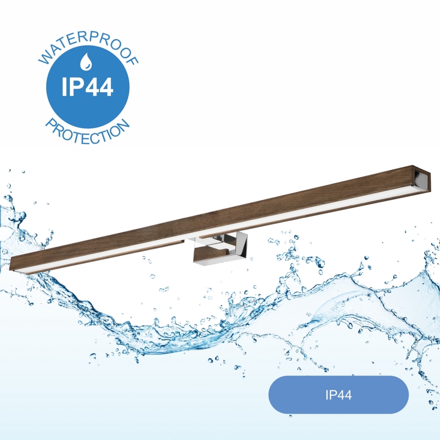 Brilagi - LED Kopalniška luč za osvetlitev ogledala WOODY MIRROR LED/15W/230V 90 cm IP44 hrast oreh/sijajni krom
