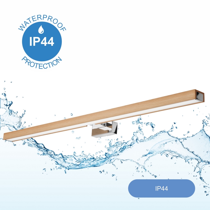 Brilagi - LED Kopalniška luč za osvetlitev ogledala WOODY MIRROR LED/15W/230V 90 cm IP44 hrast/sijajni krom