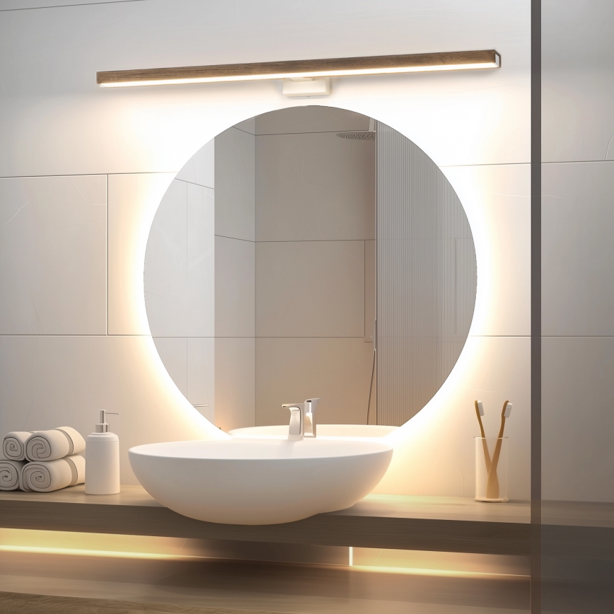 Brilagi - LED Kopalniška luč za osvetlitev ogledala WOODY MIRROR LED/15W/230V 90 cm IP44 hrast oreh/bela