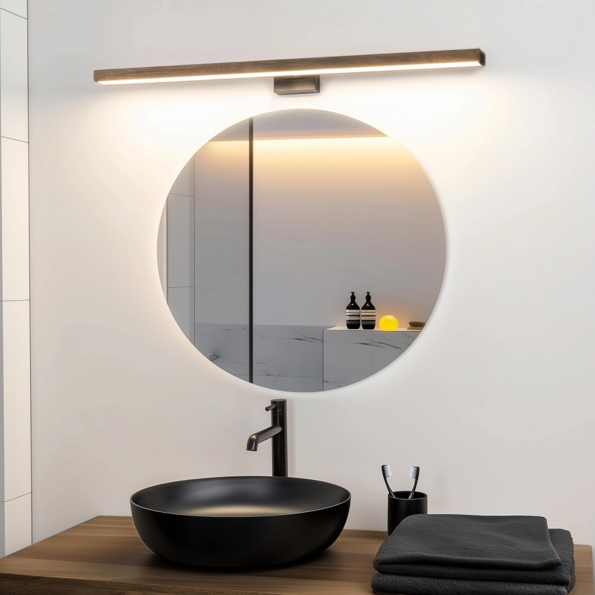 Brilagi - LED Kopalniška luč za osvetlitev ogledala WOODY MIRROR LED/15W/230V 90 cm IP44 hrast oreh/črna