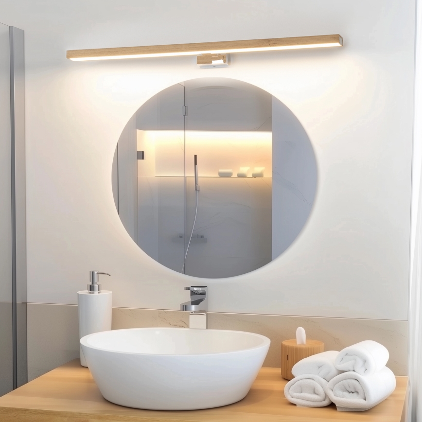 Brilagi - LED Kopalniška luč za osvetlitev ogledala WOODY MIRROR LED/15W/230V 90 cm IP44 hrast/sijajni krom