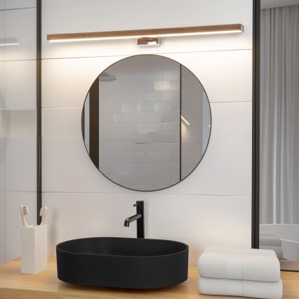 Brilagi - LED Kopalniška luč za osvetlitev ogledala WOODY MIRROR LED/15W/230V 90 cm IP44 hrast oreh/sijajni krom