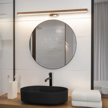 Brilagi - LED Kopalniška luč za osvetlitev ogledala WOODY MIRROR LED/15W/230V 90 cm IP44 hrast češnja/sijajni krom