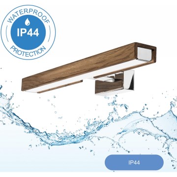 Brilagi - LED Kopalniška luč za osvetlitev ogledala WOODY MIRROR LED/8W/230V 40 cm IP44 hrast oreh/sijajni krom