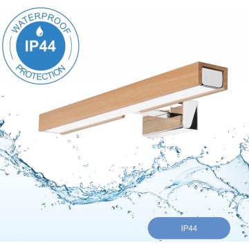 Brilagi - LED Kopalniška luč za osvetlitev ogledala WOODY MIRROR LED/8W/230V 40 cm IP44 hrast/sijajni krom