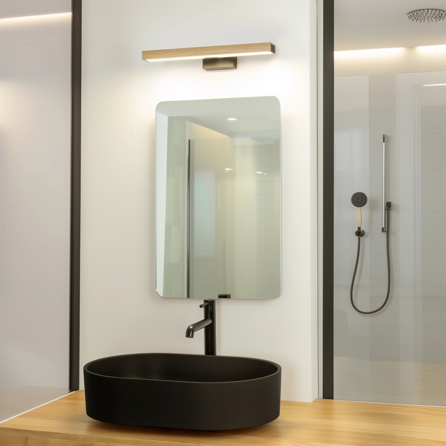Brilagi - LED Kopalniška luč za osvetlitev ogledala WOODY MIRROR LED/8W/230V 40 cm IP44 hrast/črna