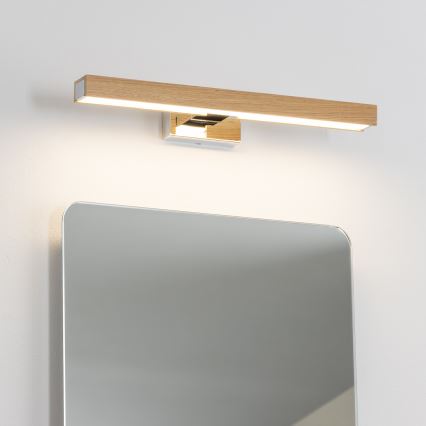 Brilagi - LED Kopalniška luč za osvetlitev ogledala WOODY MIRROR LED/8W/230V 40 cm IP44 hrast/sijajni krom