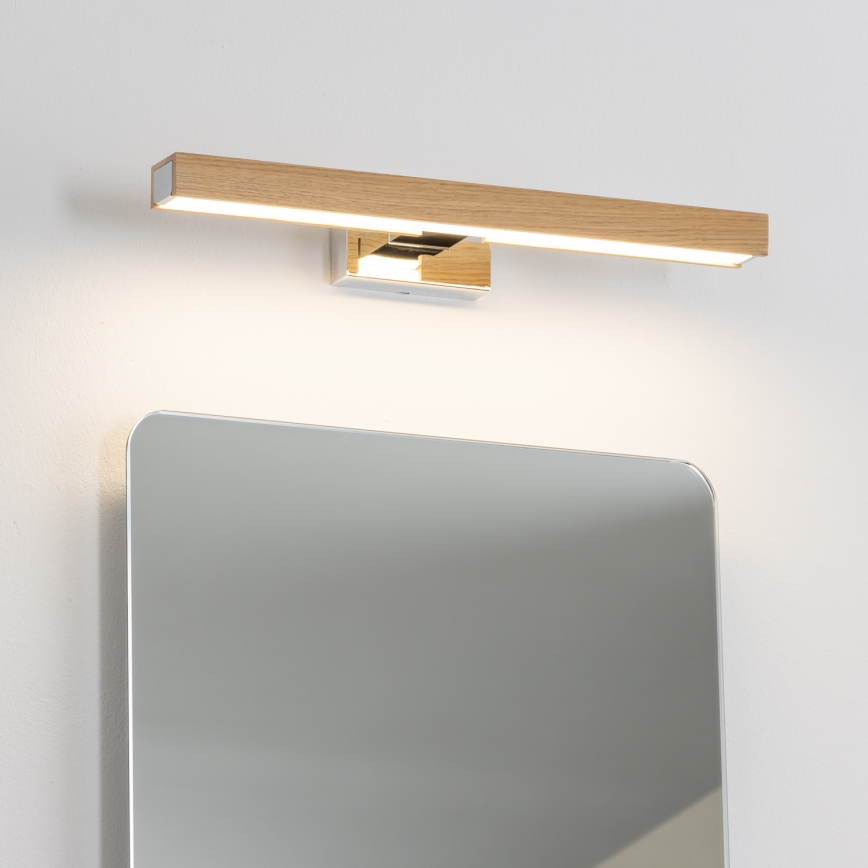 Brilagi - LED Kopalniška luč za osvetlitev ogledala WOODY MIRROR LED/8W/230V 40 cm IP44 hrast/sijajni krom