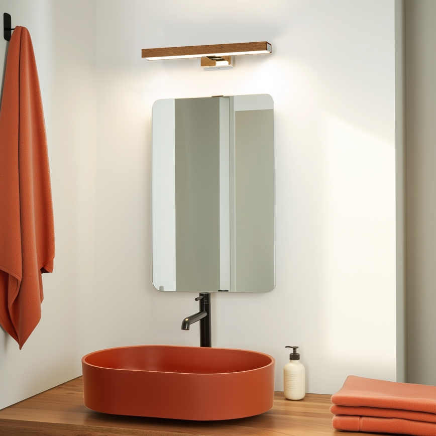 Brilagi - LED Kopalniška luč za osvetlitev ogledala WOODY MIRROR LED/8W/230V 40 cm IP44 hrast češnja/sijajni krom