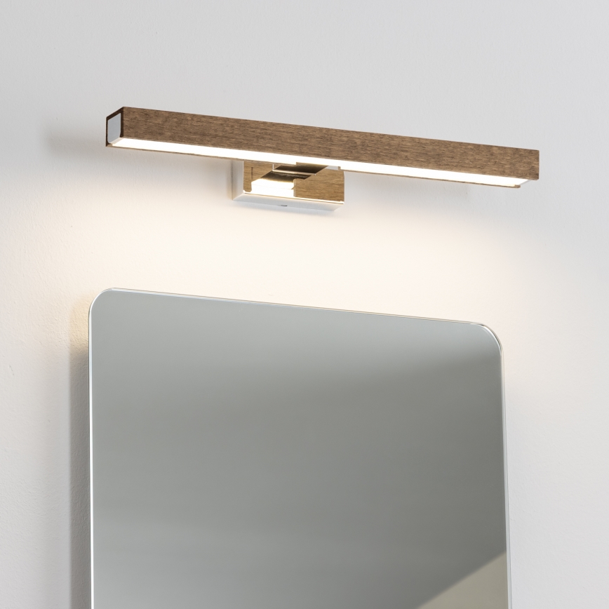 Brilagi - LED Kopalniška luč za osvetlitev ogledala WOODY MIRROR LED/8W/230V 40 cm IP44 hrast oreh/sijajni krom