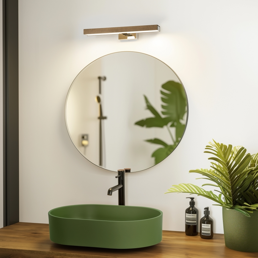 Brilagi - LED Kopalniška luč za osvetlitev ogledala WOODY MIRROR LED/8W/230V 40 cm IP44 hrast oreh/sijajni krom