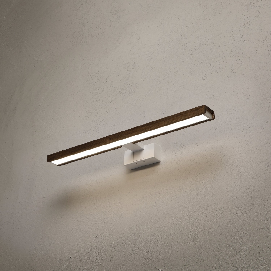 Brilagi - LED kopalniška osvetlitev za ogledalo 3v1 WOODY MIRROR 3v1 LED/12W/230V 60 cm IP44 bela/hrast oreh