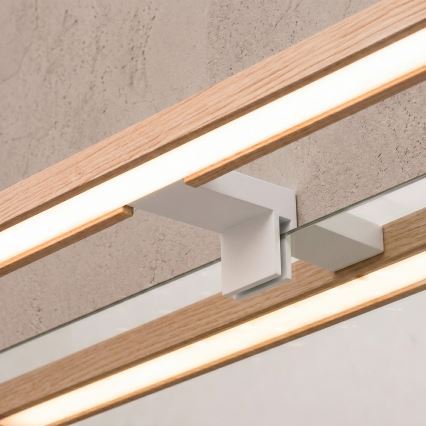 Brilagi - LED kopalniška osvetlitev za ogledalo 3 v 1 WOODY MIRROR LED/12W/230V 60 cm IP44 bela/hrast
