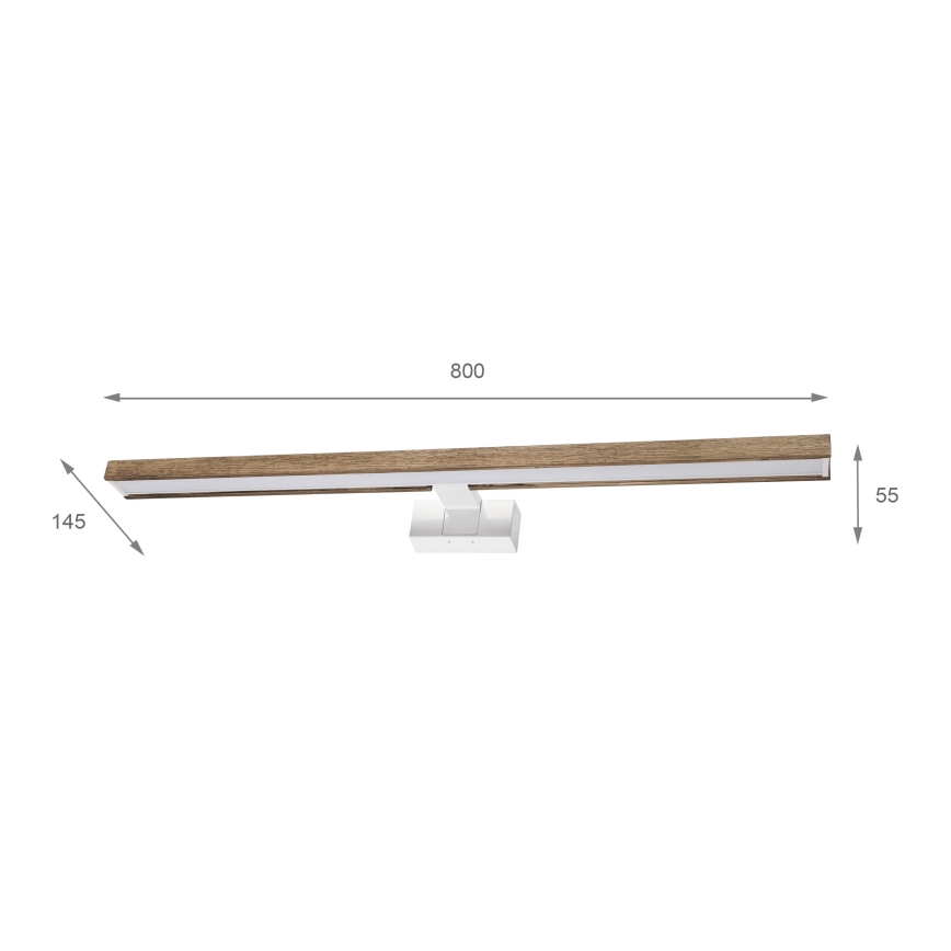Brilagi - LED kopalniška osvetlitev za ogledalo 3 v 1 WOODY MIRROR LED/15W/230V 80 cm IP44 bela/hrast-oreh