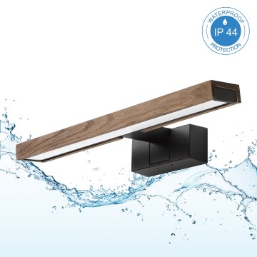 Brilagi - LED kopalniška osvetlitev ogledala 3v1 WOODY MIRROR LED/8W/230V 40 cm IP44 črna/hrast oreh