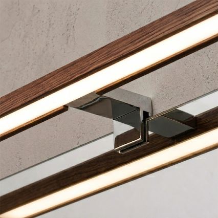 Brilagi - LED kopalniška osvetlitev za ogledalo 3 v 1 WOODY MIRROR LED/12W/230V 60 cm IP44 sijajni krom/hrast/češnja