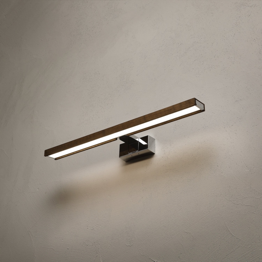 Brilagi - LED kopalniška osvetlitev za ogledalo 3v1 WOODY MIRROR LED/12W/230V 60 cm IP44 sijajni krom/hrast-oreh