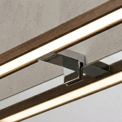 Brilagi - LED kopalniška osvetlitev za ogledalo 3v1 WOODY MIRROR LED/12W/230V 60 cm IP44 sijajni krom/hrast-oreh