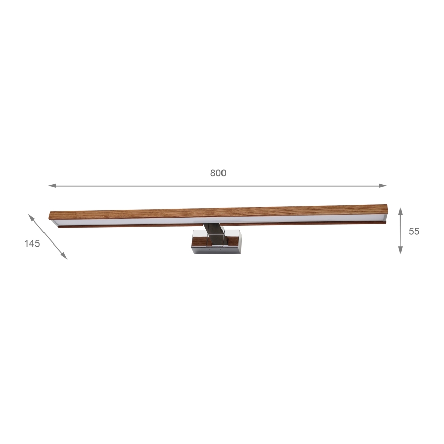 BRILAGI - LED kopalniška osvetlitev za ogledalo 3v1 WOODY MIRROR LED/15W/230V 80 cm IP44 sijajni krom/hrast-češnja