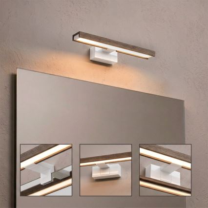 Brilagi - LED kopalniška osvetlitev ogledala 3 v 1 WOODY MIRROR LED/8W/230V 40 cm IP44 bela/hrast