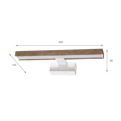 Brilagi - LED kopalniška osvetlitev ogledala 3 v 1 WOODY MIRROR LED/8W/230V 40 cm IP44 bela/hrast