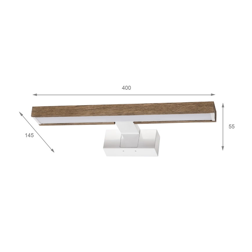 Brilagi - LED kopalniška osvetlitev ogledala 3 v 1 WOODY MIRROR LED/8W/230V 40 cm IP44 bela/hrast