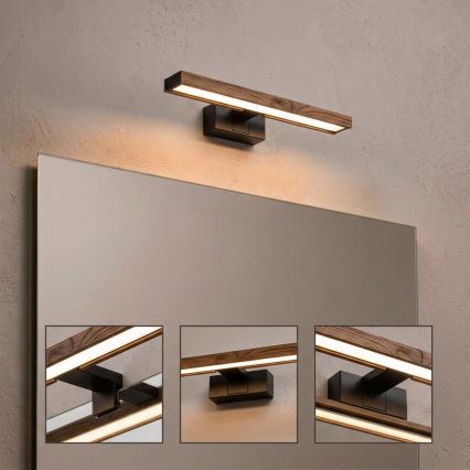 Brilagi - LED osvetlitev za kopalniško ogledalo 3v1 WOODY MIRROR LED/8W/230V 40 cm IP44 črna/hrast