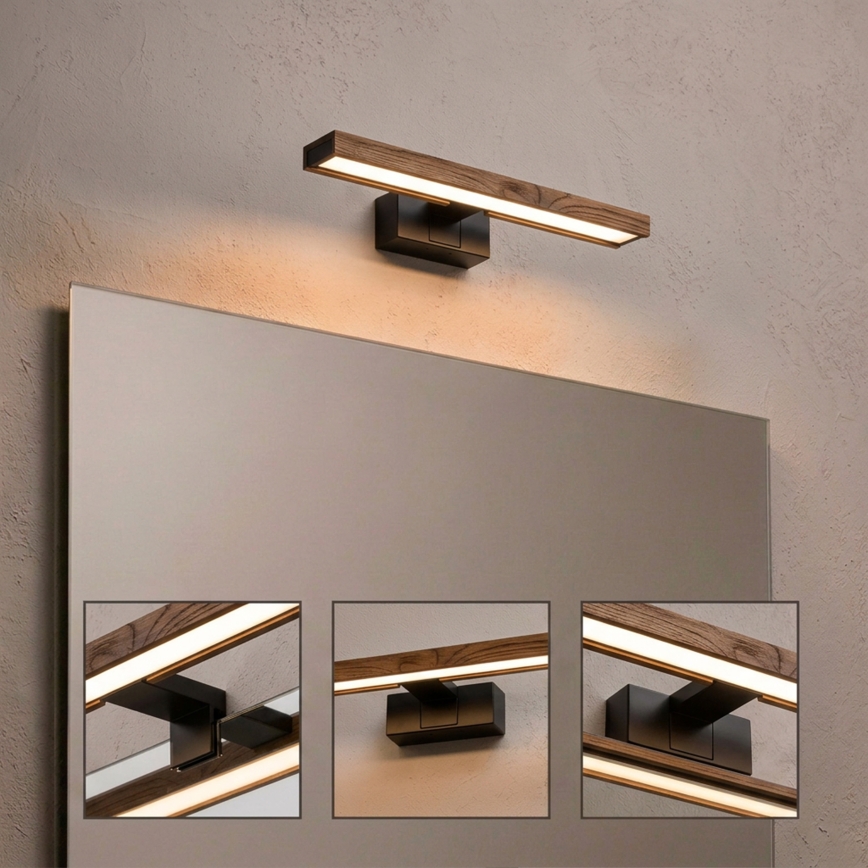 Brilagi - LED osvetlitev za kopalniško ogledalo 3v1 WOODY MIRROR LED/8W/230V 40 cm IP44 črna/hrast