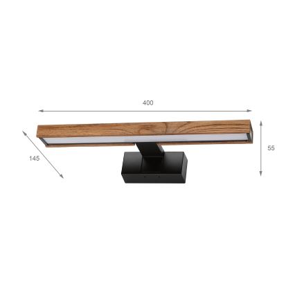 Brilagi - LED osvetlitev za kopalniško ogledalo 3v1 WOODY MIRROR LED/8W/230V 40 cm IP44 črna/hrast