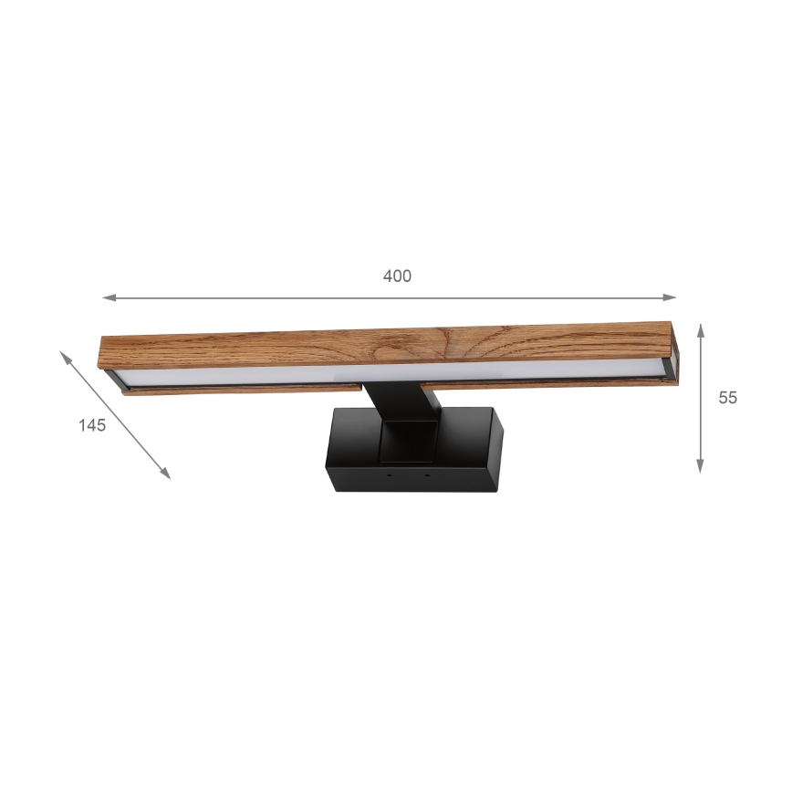 Brilagi - LED osvetlitev za kopalniško ogledalo 3v1 WOODY MIRROR LED/8W/230V 40 cm IP44 črna/hrast