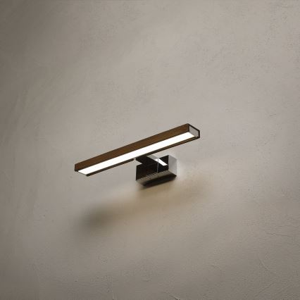 Brilagi - LED kopalniška osvetlitev za ogledalo 3v1 WOODY MIRROR LED/8W/230V 40 cm IP44 sijajni krom/hrast oreh