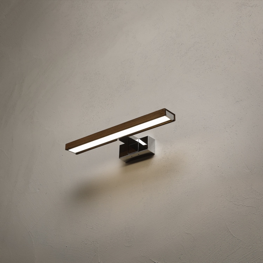 Brilagi - LED kopalniška osvetlitev za ogledalo 3v1 WOODY MIRROR LED/8W/230V 40 cm IP44 sijajni krom/hrast oreh