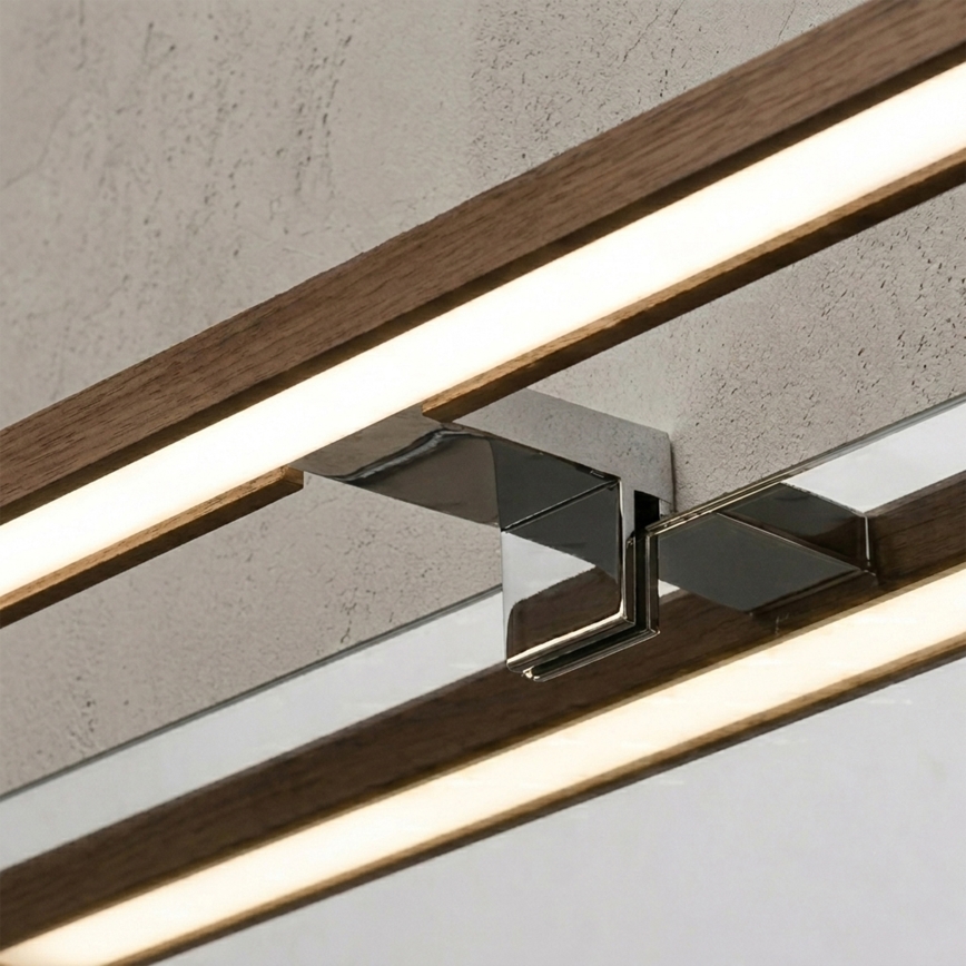 Brilagi - LED kopalniška osvetlitev za ogledalo 3v1 WOODY MIRROR LED/8W/230V 40 cm IP44 sijajni krom/hrast oreh