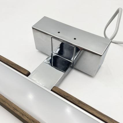 Brilagi - LED kopalniška osvetlitev za ogledalo 3v1 WOODY MIRROR LED/8W/230V 40 cm IP44 sijajni krom/hrast oreh