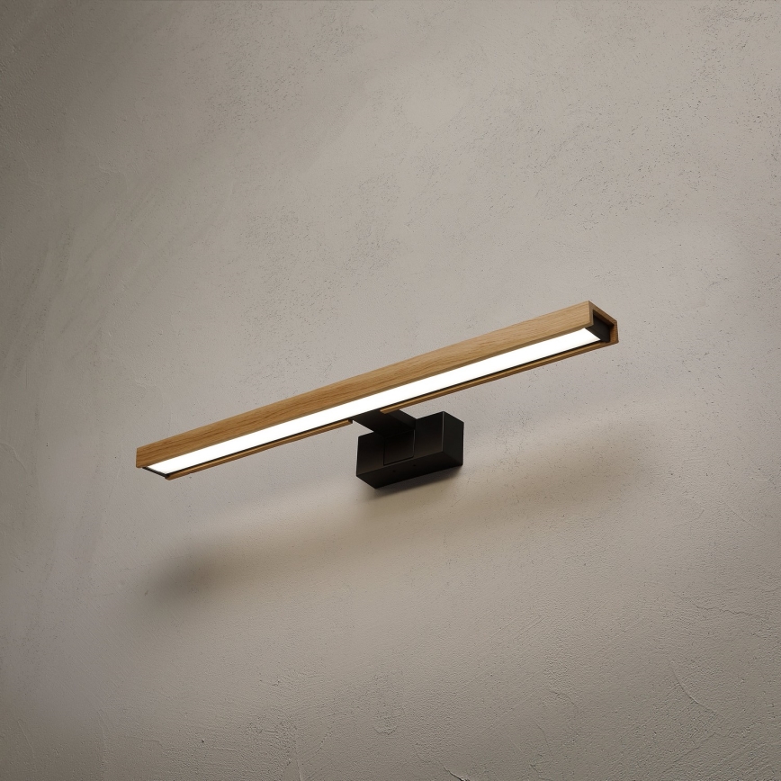 Brilagi - LED kopalniška razsvetljava za ogledalo 3 v 1 WOODY MIRROR LED/12W/230V 60 cm IP44 črna/hrast