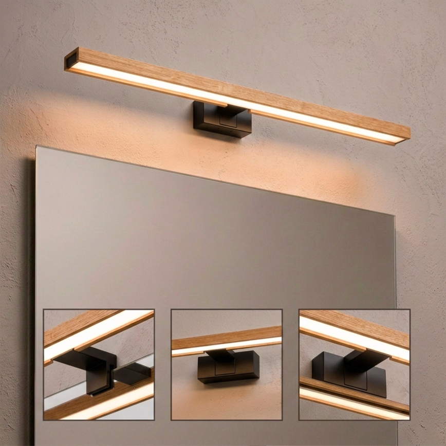 Brilagi - LED kopalniška osvetlitev za ogledalo 3 v 1 WOODY MIRROR LED/15W/230V 80 cm IP44 črna/hrast
