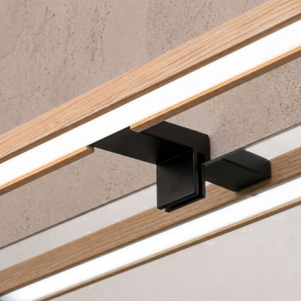 Brilagi - LED kopalniška osvetlitev za ogledalo 3 v 1 WOODY MIRROR LED/15W/230V 80 cm IP44 črna/hrast