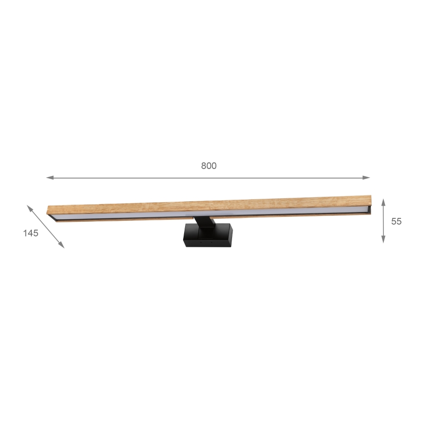 Brilagi - LED kopalniška osvetlitev za ogledalo 3 v 1 WOODY MIRROR LED/15W/230V 80 cm IP44 črna/hrast