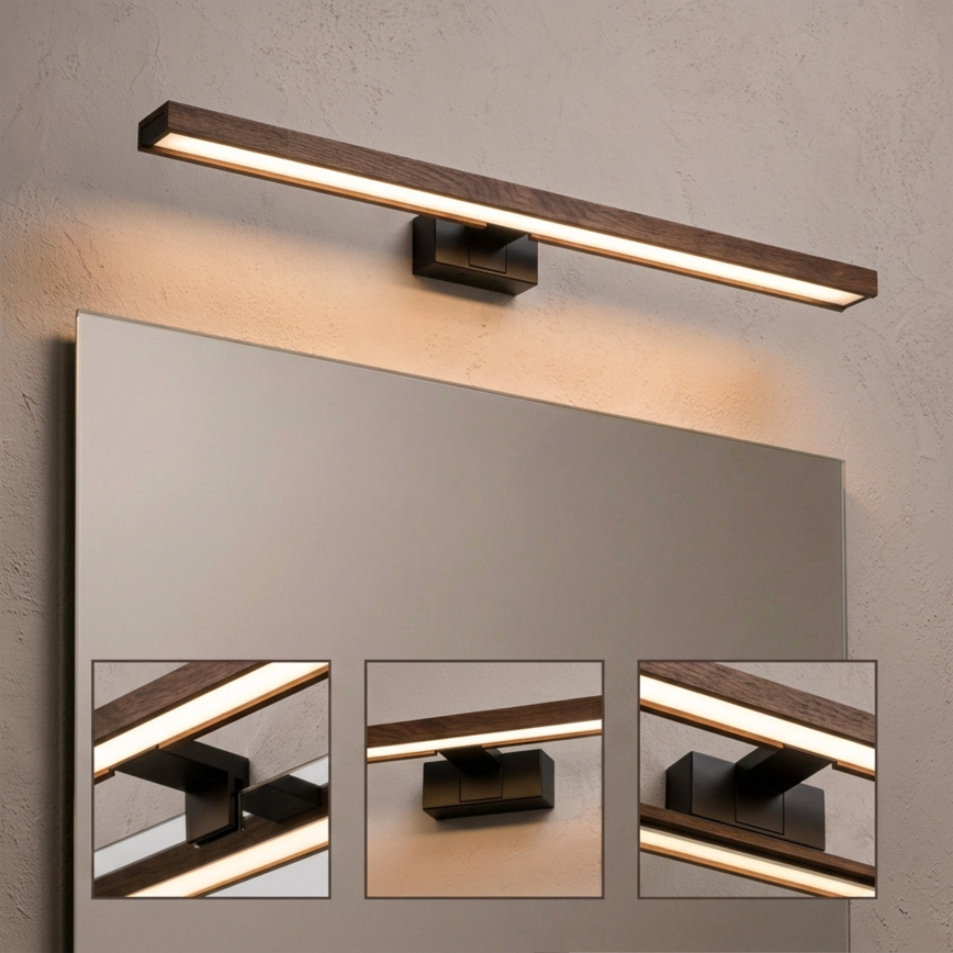 Brilagi - LED kopalniška osvetlitev za ogledalo 3v1 WOODY MIRROR LED/15W/230V 80 cm IP44 črna/hrast/oreh