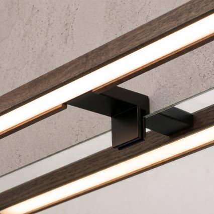 Brilagi - LED kopalniška osvetlitev za ogledalo 3v1 WOODY MIRROR LED/15W/230V 80 cm IP44 črna/hrast/oreh