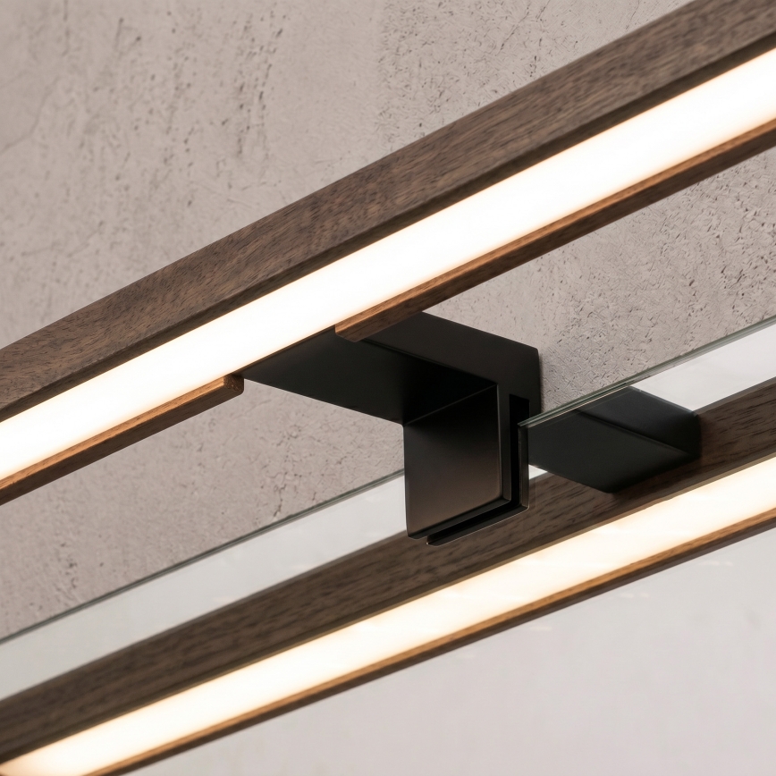 Brilagi - LED kopalniška osvetlitev za ogledalo 3v1 WOODY MIRROR LED/15W/230V 80 cm IP44 črna/hrast/oreh