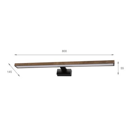 Brilagi - LED kopalniška osvetlitev za ogledalo 3v1 WOODY MIRROR LED/15W/230V 80 cm IP44 črna/hrast/oreh