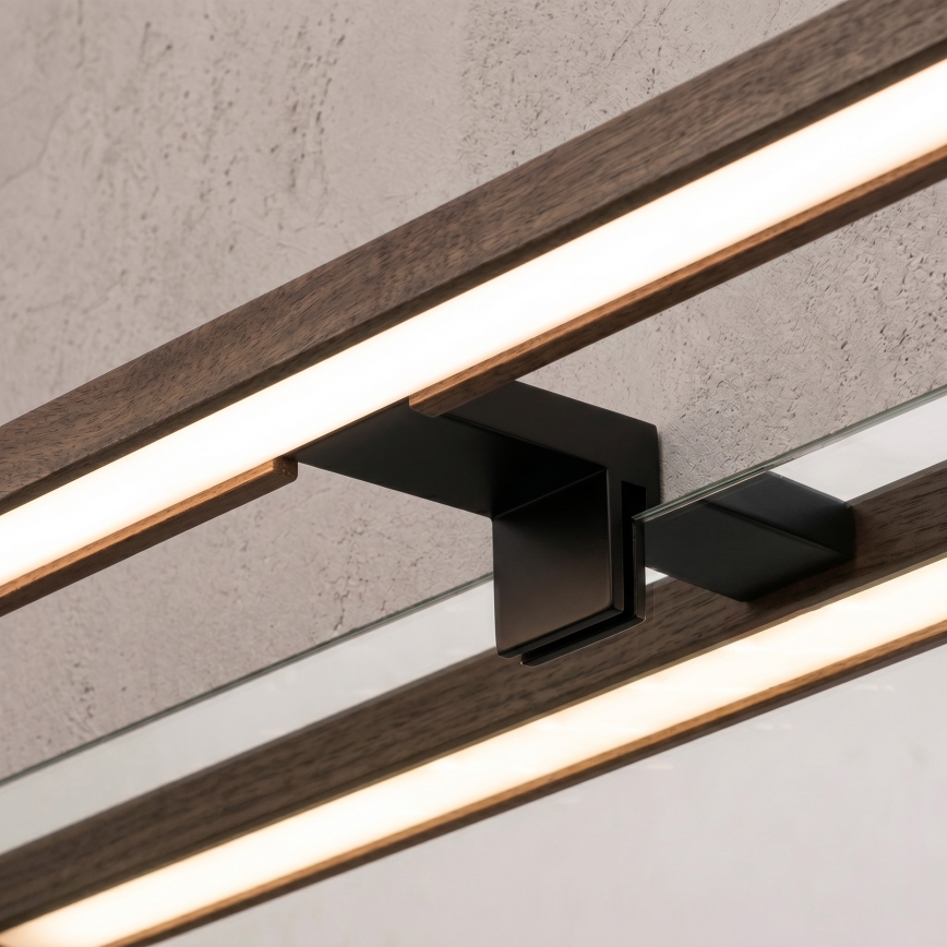 Brilagi - LED kopalniška osvetlitev ogledala 3v1 WOODY MIRROR LED/8W/230V 40 cm IP44 črna/hrast oreh