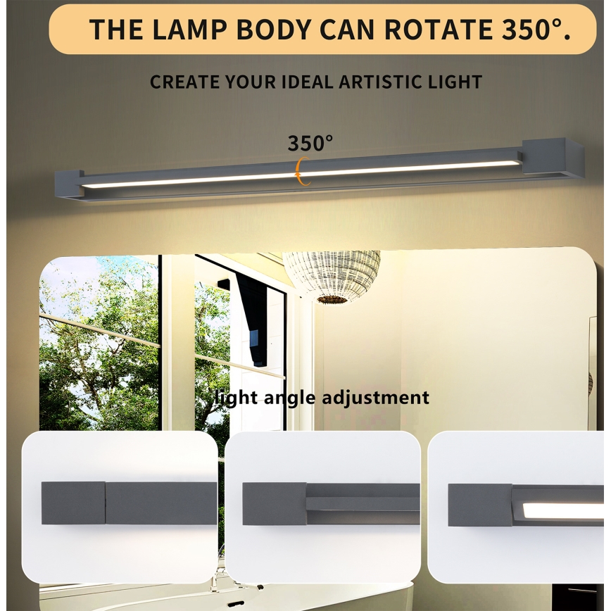 Brilagi - LED kopalniška razsvetljava za ogledalo AQUA LINE LED/24W/230V 90 cm IP44 antracit CRI 90