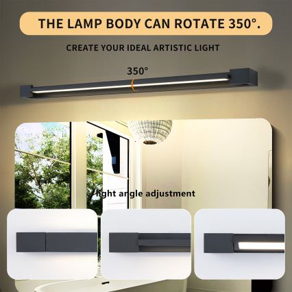 Brilagi - LED osvetlitev za kopalniško ogledalo AQUA LINE LED/24W/230V 90 cm IP44 črna CRI 90