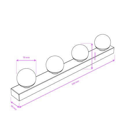 Brilagi - LED kopalniška osvetlitev za ogledalo HOLLYWOOD 4xLED/3W/230V 53 cm IP44 zlata