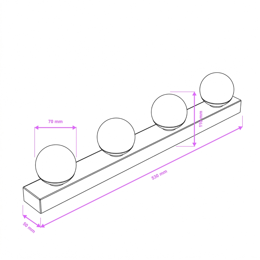 Brilagi - LED kopalniška osvetlitev za ogledalo HOLLYWOOD 4xLED/3W/230V 53 cm IP44 zlata