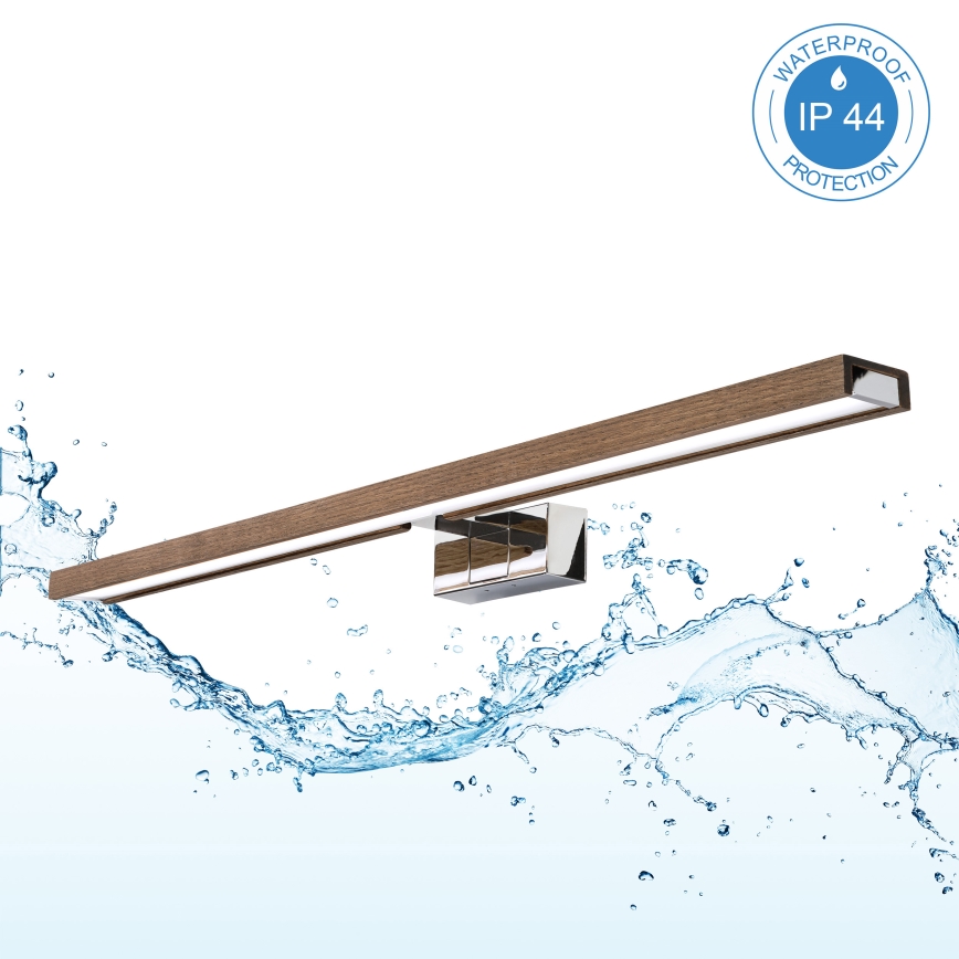 BRILAGI - Kopalniška osvetlitev za ogledalo WOODY MIRROR 3v1 LED/15W/230V 80 cm IP44 sijajni krom/hrast oreh