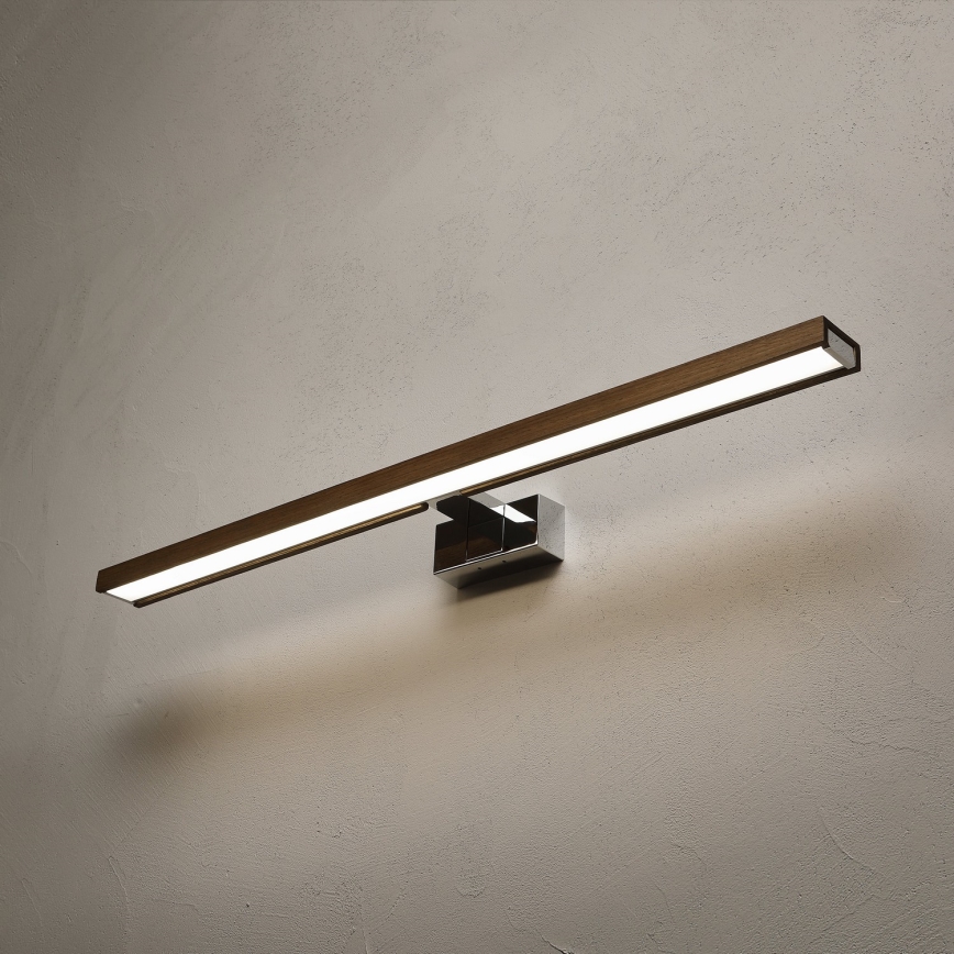 BRILAGI - Kopalniška osvetlitev za ogledalo WOODY MIRROR 3v1 LED/15W/230V 80 cm IP44 sijajni krom/hrast oreh