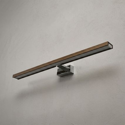BRILAGI - Kopalniška osvetlitev za ogledalo WOODY MIRROR 3v1 LED/15W/230V 80 cm IP44 sijajni krom/hrast oreh